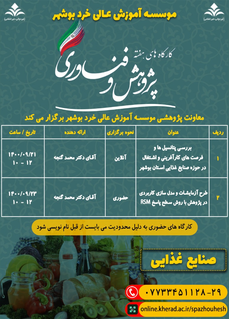 کارگاه های هفته پژوهش و فناوری - صنایع غذایی