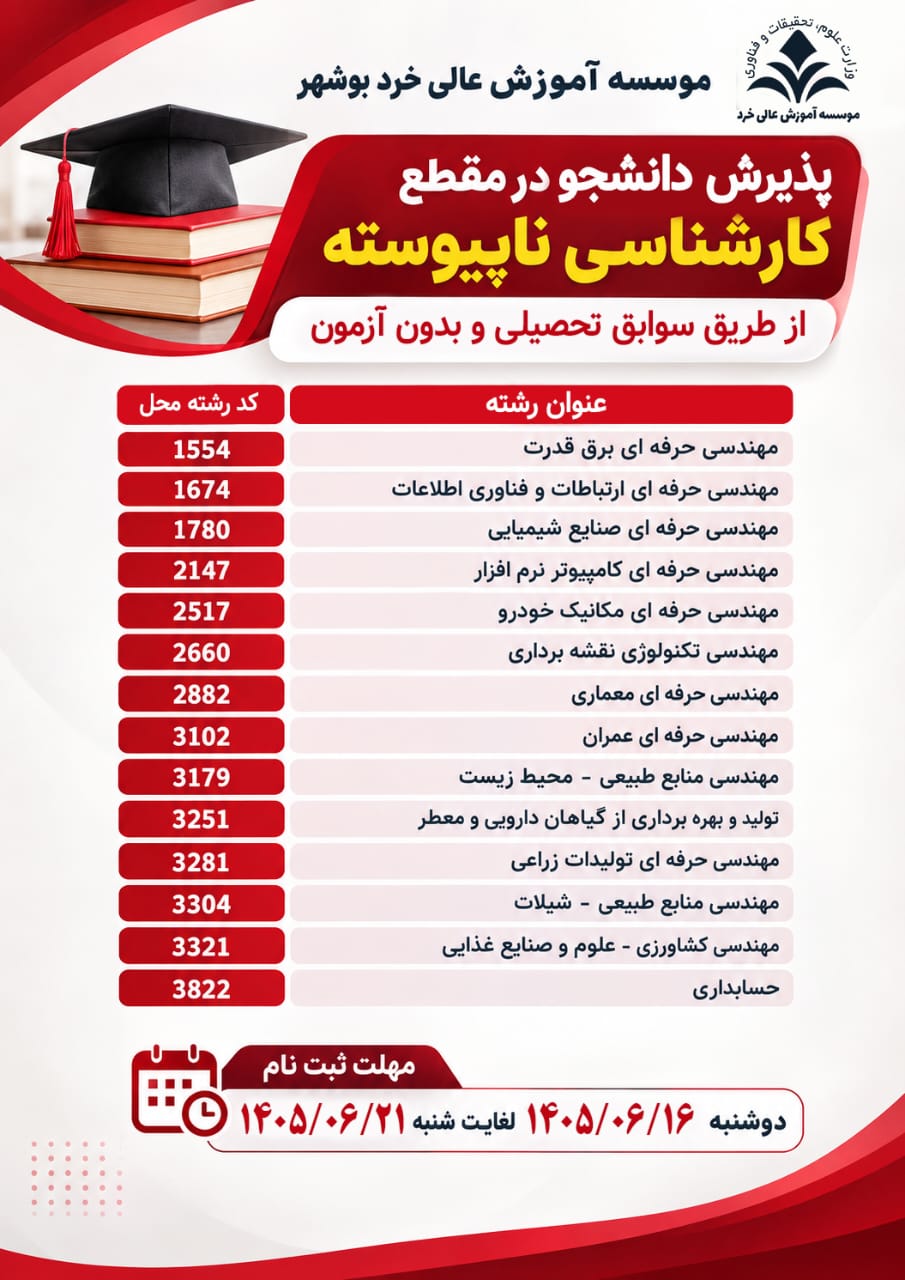رشته های مهندسی- کارشناسی